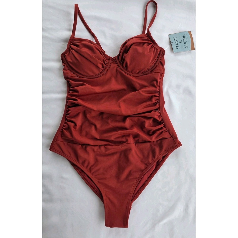 Shade & Shore Womens Underwire Medium Coverage One Piece Swimsuit Size M (348)